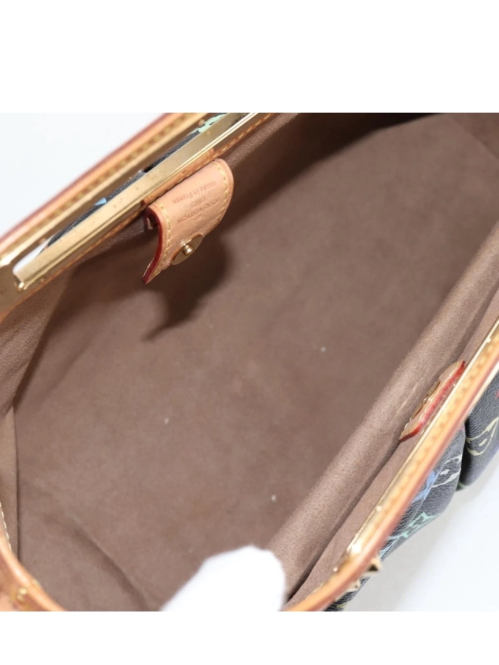 Louis Vuitton Multicolor Monogram Black Canvas and Tan Leather Shoulder Bag - Picture 8 of 13